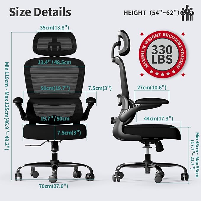 TRALT Office Chair Ergonomic Desk Chair, 330 LBS Home Mesh Office Desk Chairs with Wheels, Comfortable Gaming Chairs Black Pack of 8