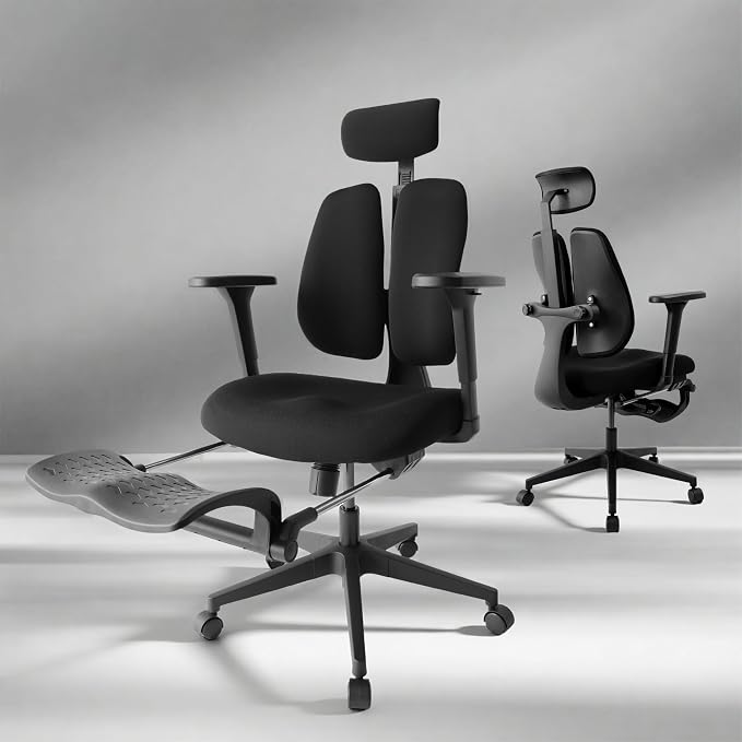 Ergonomic Office Chair, Dynamic Split Back Lumbar Support, Thick High-Density Molded Foam Seat, 4D Adjustable Armrests, Swivel High Back Computer Desk Chair with Footrest for Home Office, Flex S3