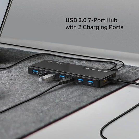TP-Link Powered USB Hub 3.0 with 7 USB 3.0 Data Ports and 2 Smart Charging USB Ports. Compatible with Windows, Mac, Chrome & Linux OS, with Power On/Off Button, 12V/4A Power Adapter(UH720)