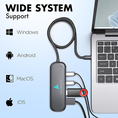 Type C To 2 Port Type C & 2 Port Wozoyo USB 3.2 Hub, Data Transfer Upto 5Gbps, Plug & Play, Multiport Type C Hub With 30cm Cable, Compatible With MacBook,Tablet, Smartphones And Type C Enabled Devices