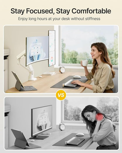 monTEK Mechanical Spring Dual Monitor Arm for 17 to 35" Screens, Aerospace-Grade Aluminum, C-Clamp and Grommet Stand Holding 26.4 lbs Per Arm, Perfect for Ergonomic Office Workspaces, VESA 75/100mm