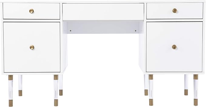 SEI Furniture - Holly & Martin Helston White Writing Desk - Transitional Design, White Iron and Wood - Ideal for Home Office, Bedroom (HO1153137)