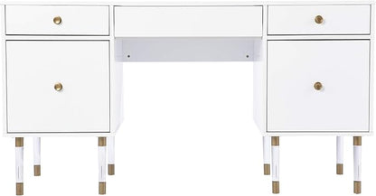 SEI Furniture - Holly & Martin Helston White Writing Desk - Transitional Design, White Iron and Wood - Ideal for Home Office, Bedroom (HO1153137)