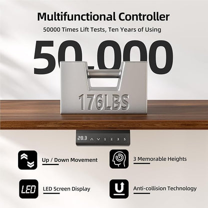 TIQLAB Height Adjustable Electric Standing Desk, 40 x 24 inch, Sit Stand Up Desk, Splice Board, Computer Home Office Desk, Black Walnut Top