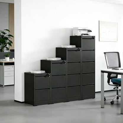 2 Drawer File Cabinet, Metal Vertical Filing Cabinet for Home Office, Locking Steel Easy Assemble 18" D File Cabinets for Legal/Letter/A4/F4 (Black)
