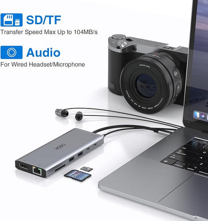 USB C Docking Station Dual Monitor HDMI for Dell HP, Laptop Docking Station 3 Monitors Triple Display USB C Hub Dock to 2 HDMI 4K,DP,Ethernet,6 USB,PD,SD/TF, Audio, USB C Adapter 14 in 1 for Lenovo