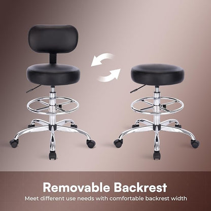 SUPERJARE Drafting Chair with Back, Set of 3, Swivel Barstools, Adjustable Height Rolling Stool with Footrest, Standing Desk Chair for Counter Height Desk, Shop, Home & Kitchen, Clinic & Studio, Black
