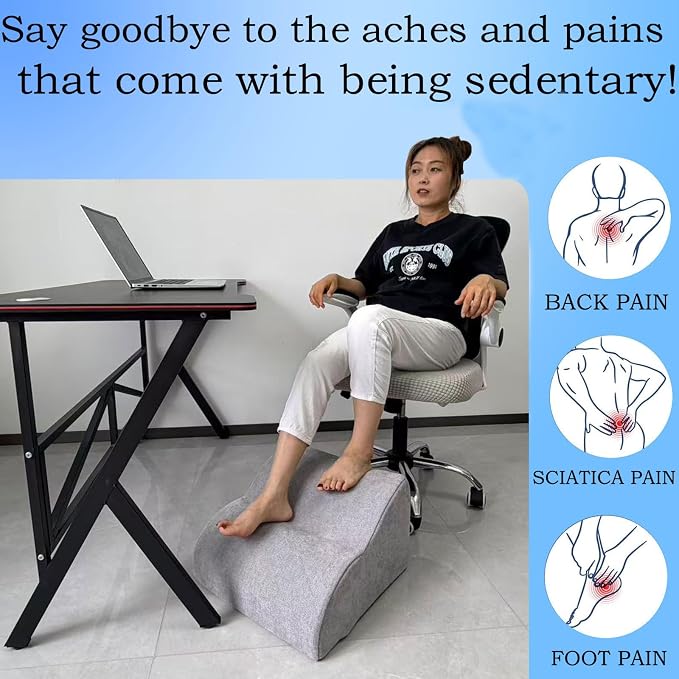 Foot Rest for Under Desk at Work.Multifunctional 3-Tier Foot Stool,with Washable Footrest.for Under Desk,Office Chair Gaming Chair & Sofa,Leg Elevation Pillow,Supports Posture-Light Grey