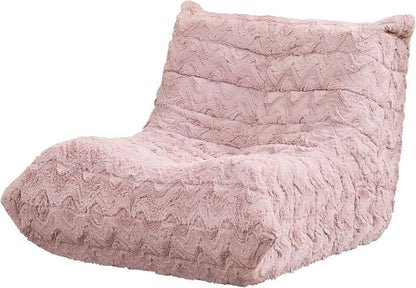 Hobestluk Small Bean Bag Chair Faux Fur Fabric BeanBag Couch for Playroom | Pink Chevron,Ergonomic Design,Memory Foam,Strong Supportive,No Assembly Required,Decorative Style for Living Room Bedroom