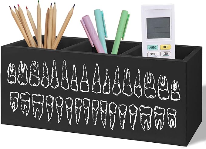 Dentist Gift Wooden Pen Pencil Holder for Desk, Gifts for Dental Doctor Nurse Hygienist Assistant Wood Makeup Brush Toothbrush Holder Organizer for Dentist Office Clinic Hospital