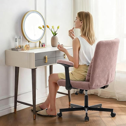 Ergonomic Cross Legged Chair with Wheels, 360 Swivel Meditation Chair, ADHD Chair, Criss Cross Desk Chair with Lumbar Support and Adjustable Stool, Wide Seat Cushion, Light Pink
