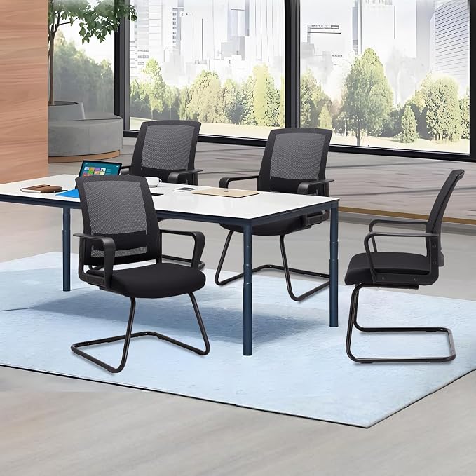 CLATINA Office Guest Chair with Lumbar Support and Mid Back Mesh Space Air Grid Series for Reception Conference Room 2 Pack