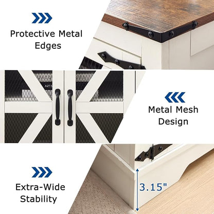 Farmhouse End Table Set with Charging Station, Living Room Tables with Hidden Storage, Wood Square Sofa Bedside Tables, Night Stand with Power Outlet and Door, White