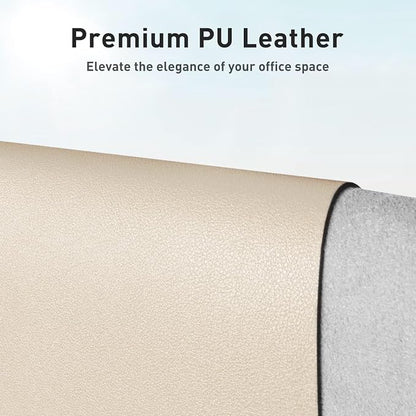 Aothia Faux Leather Desk Mat - Non-Slip PU Leather Desk Blotter, Waterproof Writing Surface, Large Desk Pad for Office & Home (Beige, 55" x 24")