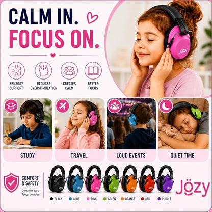 Jozy Noise Canceling Headphones for Kids, SNR 26dB Ear Protection for Autism, Sound Proof Sensory Muffs for Hearing, Concerts