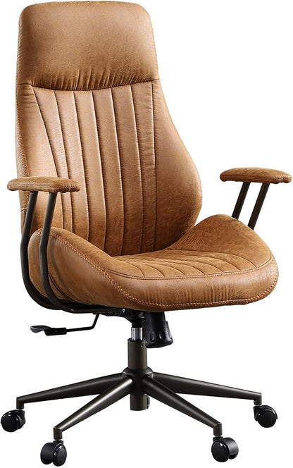 Home Office Chair,Ergonomic Computer Chair with Lumbar Support Adjustable Height,Mid-Century Modern Office Chair with Rolling Swivel Chair for Home Office Game Study(Suede High Back Chair,Light Brown)