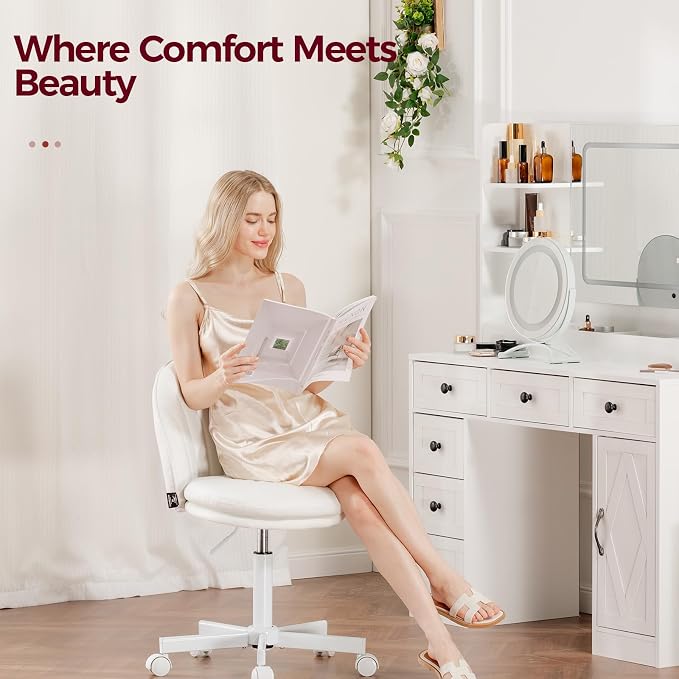 GTPLAYER Small Ergonomic Tall Office Chair, Computer Desk Chair with Wheels Versatile Height Use: Office to Bar Stools (or Standing Desk), Vanity Chair with Back PU Leather Shell Design for Gift