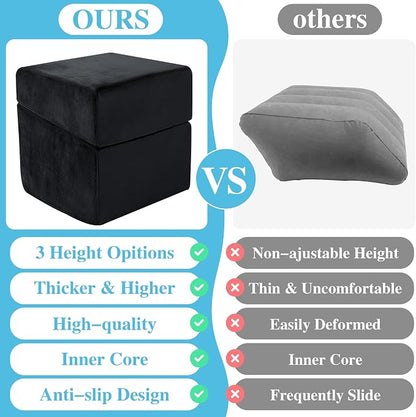 Under Desk Foot Rest, ROYALAY Ergonomic Office Footrest with 3 Adjustable Heights, High-Density Memory Foam Leg Rest for Home, Travel, Airplane with Washable Cover