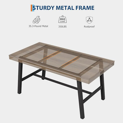 GarveeHome Industrial Dining Table for 2-4, 55" Heavy Duty Rectangular Kitchen Table with 2"×2" Metal Legs, Small Space Dining Table for Kitchen, Dining Room (Rustic Pear, 55" Non-extendable)