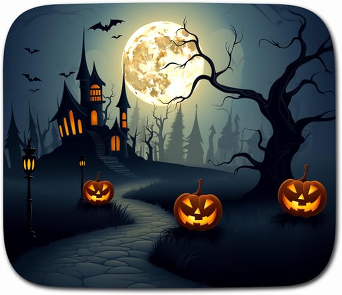 Scary Castle Halloween Vibes Unique Art Design Patterns, Smooth Surface Non-Slip Rubber Gaming Mouse Pad for Computer Desk Laptop Office 9.5 X 7.9 Inch (Design 3)