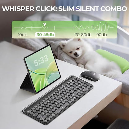 seenda Bluetooth Keyboard and Mouse for iPad, CTU-301 Wireless Multi-Device Connection Bluetooth+2.4G Keyboard Mouse Combo with Tablet Holder for iPad/MacBook/Windows, iOS/Android/Phone, Black