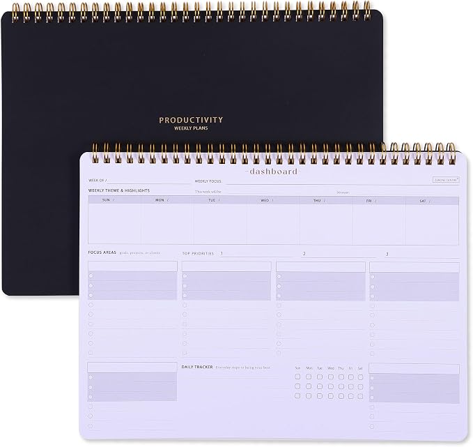 Sunday Start Weekly Planner with Habit Tracker - 8.5×11" Professional Productivity Tools to Organize Your Daily Tasks, Goals, Projects - Dashboard Desk Pad - ADHD To-Do List Notepad