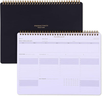 Sunday Start Weekly Planner with Habit Tracker - 8.5×11" Professional Productivity Tools to Organize Your Daily Tasks, Goals, Projects - Dashboard Desk Pad - ADHD To-Do List Notepad