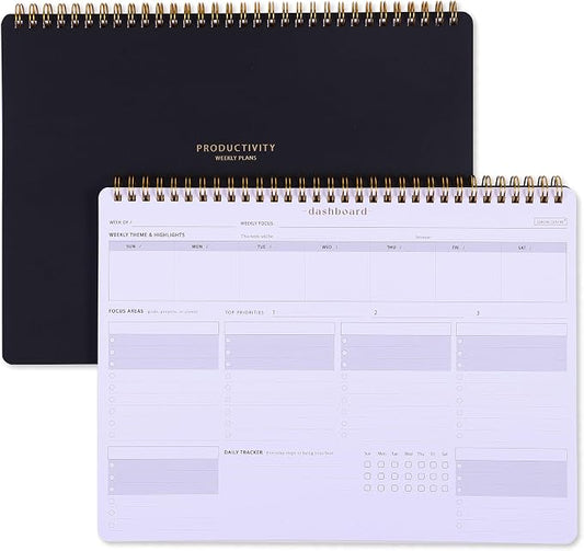 Sunday Start Weekly Planner with Habit Tracker - 8.5×11" Professional Productivity Tools to Organize Your Daily Tasks, Goals, Projects - Dashboard Desk Pad - ADHD To-Do List Notepad