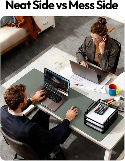 YSAGi Leather Desk Protector, Office Mat, Large Mouse Mat, Non-Slip PU Leather Blotter, Laptop Desk Mat, Waterproof Writing Pad for Office and Home(Dark Green, 63" x 17.2")