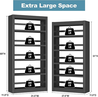 Book Shelf, 5-Tier Sturdy Bookcase, Adjustable Bookshelf, Large Capacity per Shelf, Modern Book Cases for Living Room, Home Office, Garage, Ideal for Home Organization & Stylish Upgrades