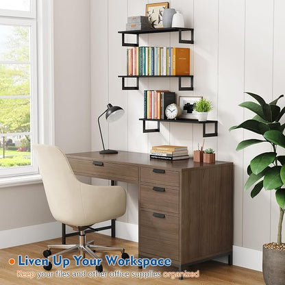 Harwaya Black Wall Shelves for Bedroom 24 Inch Long, 8 In Deep Floating Shelves for Wall, Large Wood Wall Mounted Bookshelf Hanging Shelf for Living Room Office Books Kitchen Closet Storage (Set of 3)