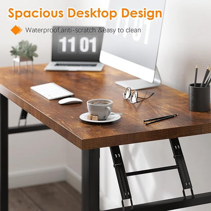 Need Folding Computer Desk - 31.5 Inch Foldable Office Writing Work Study Kids Student Teacher Home Bedroom Table for Small Space, Rustic Brown