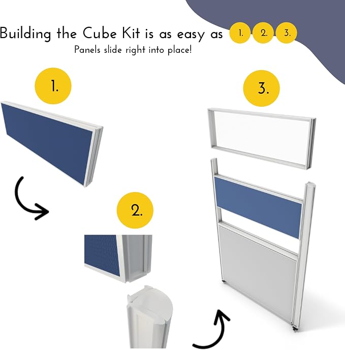 SUNLINE Office Cubicle Kit - Modular Office Furniture Kit with 7 Layout Options, Adjustable Panels and Mobile Storage, Easy-Assembly Desk System for Modern Workspaces - Blue