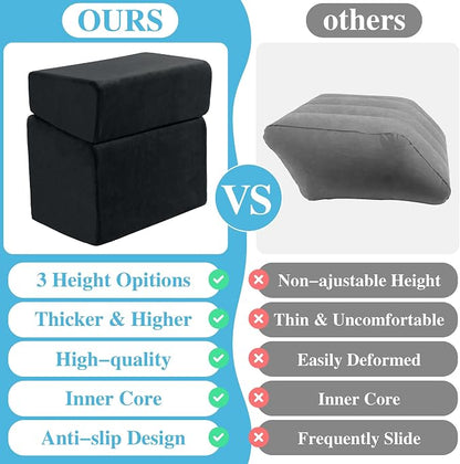 Under Desk Foot Rest, ROYALAY Ergonomic Office Footrest with 3 Adjustable Heights, High-Density Memory Foam Leg Rest for Home, Travel, Airplane with Washable Cover