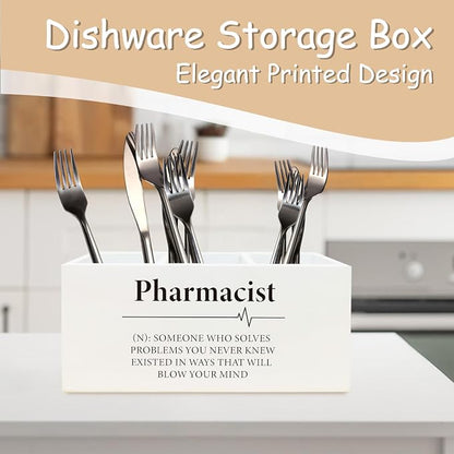 Pharmacist Gifts Pen Pencil Holder Organizer for Desk, Pharmacy School Students Graduation Gifts Wooden Box Block Sign for Office Home Tabletop Decor, Medical Gifts