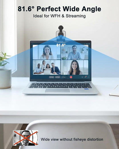 Atatat 2K Webcam for PC with Microphone & Light & Privacy Cover, Web Camera for Desktop/Laptop/Monitor/Mac, Autofocus USB Computer Camera for Zoom/Skype/Teams/Video Calling/Meeting/Streaming