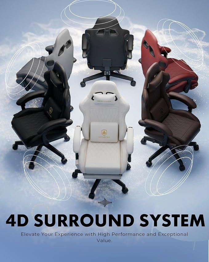 GTPLAYER Gaming Chair with Speakers, Video Game Chairs with Footrest, PC Gamer Chairs for Adults - Padded High Back Ergonomic Reclining Silla Gamer, Linkage Armrest, Ace Pro, Green