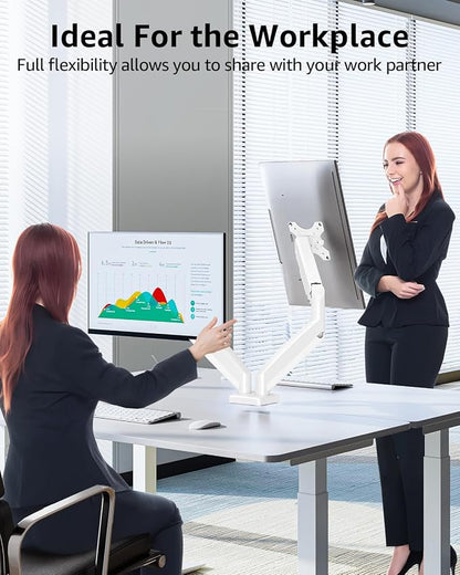 Dual Monitor Stand fits up to 32 inch, 4.4-19.8 lbs Computer Screens, Dual Monitor Desk Mount Height Adjustable, Monitor Arms for 2 Monitors, Home Office VESA Mounts, Freelift White