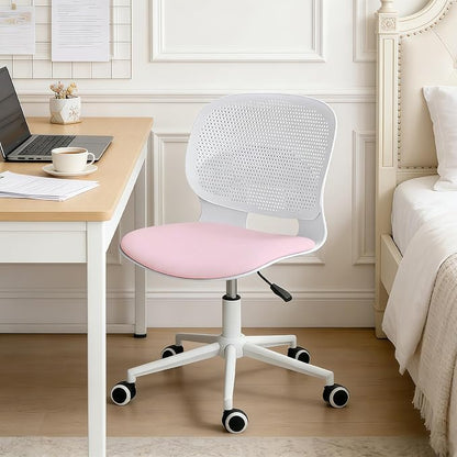Home Office Chair, Armless Mid-Back Computer Desk Chair with Breathable Backrest and Padded Cushion, Height Adjustable Swivel Ergonomic Task Chair for Home, Work, Study