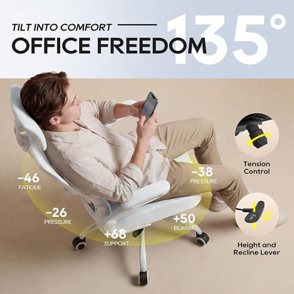 Ergonomic Office Chair for Long Hours, Full-Body Support, Relieve Neck & Back Pressure, 330LBS Capacity, Ideal for Home Office, Office & Study