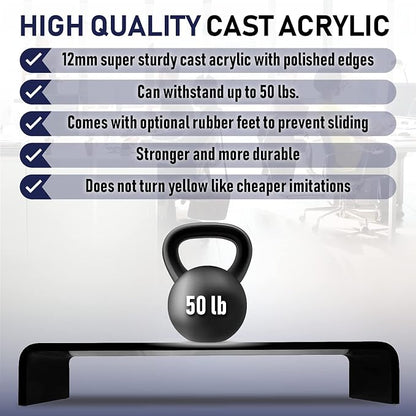Acrylic Monitor Stand with Matching Pen Holder, 12mm Thick Clear Acrylic Monitor Riser, Laptop Stand for Home, Office, and Work. Computer Desk Riser with Keyboard Storage for LCD LED TV Screen (Black)