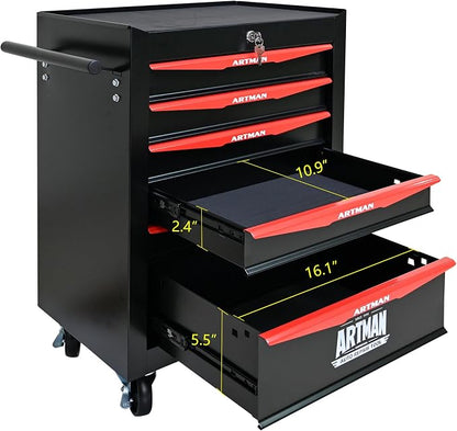 RYH 6 Drawers Rolling Tool Chest - Heavy Duty Mobile Tool Cart with Locking Wheels & Ball Bearing Drawers，30.5" H x 20.9" W x 13" D, Garage Tool Storage Cabinet (Black, 6 Drawers)