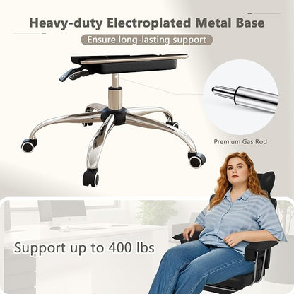 Giantex Office Desk Chair, Big and Tall Executive Office Chair with Foot Rest and Lumbar Support, High Back Leather Swivel Computer Task Chair, Large Ergonomic Reclining Home Office Chair, Black