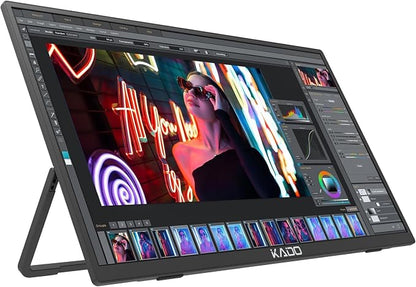 Kado Portable Monitor 15.6-Inch Ultra-Slim 100% sRGB 1080p IPS Display | Laptop Monitor 1920x1080 180° Kickstand, Carrying Case for PC, Mac, Phone, Dex, Xbox, PS5, USB-C & HDMI Connectivity