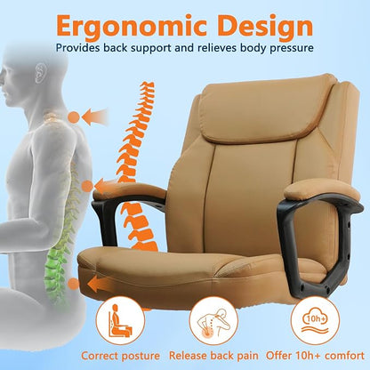 CLATINA Leather Office Executive Chair with Lumbar Support and Padded Armrestes, Swivel Rolling Ergonomic Mid Back Computer Task Desk Chair for Home, Conference, Waiting Room, Brown, 8 Pack