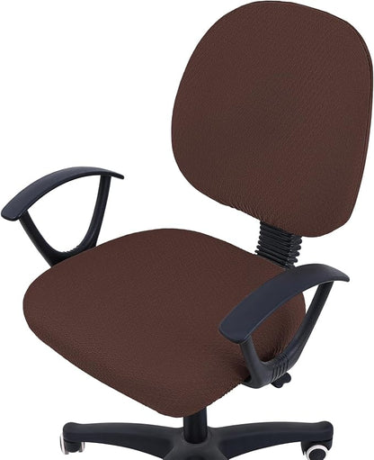 Smiry Stretch Jacquard Office Computer Chair Covers, Removable Washable Universal Desk Rotating Chair Slipcovers Protector, Seat + Backrest Cover, Light Chocolate
