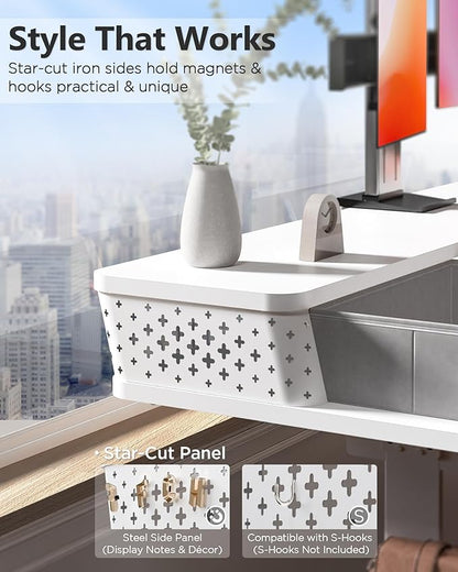 FiCiHi 35x20 Inch Standing Desk with Drawers, C-Clamp Mount Compatible, Electric Adjustable Height Computer Small Stand Up Desks, Home Office Sit Stand Table with 3 Preset Heights, White