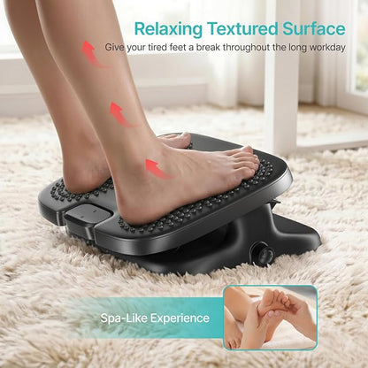 PEGZONE Under Desk Footrest, Adjustable Foot Rest with Height and Degree Angle,Ergonomic Desk Foot Rest with Massage Texture, Plastic Foot and Leg Rest for Home & Office
