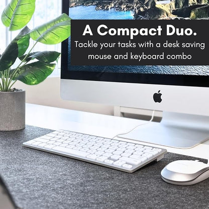 Macally USB Wired Keyboard and Mouse Combo for Mac and PC - Save Space with a Compact Small Apple Keyboard and Mouse for MacBook Pro/Air, iMac Mini/Pro