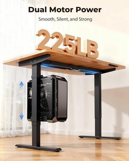 TOPSKY Dual Motor Electric Standing Desk Frame, Height Adjustable Sit Stand Base for Home Office, Fits Table Tops up to 70.8 x 31.5 Inch, 225 lb Capacity (Black, with CPU Stand) | • Dual motors support 225 lbs quietly •Height 27.6"-47.3", width 43"-59"...